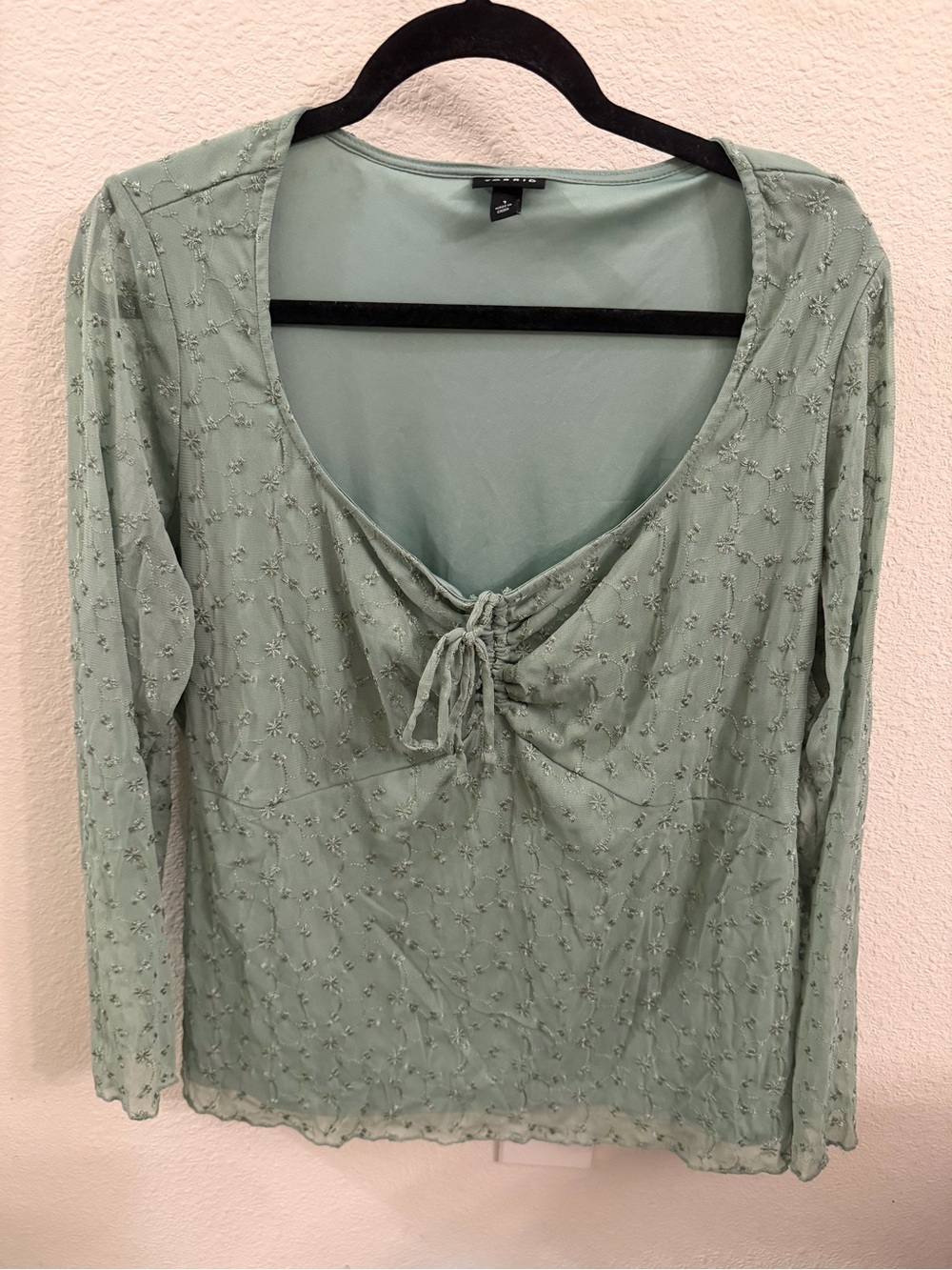 torrid Sage Green Long-Sleeve Tie-Front Blouse